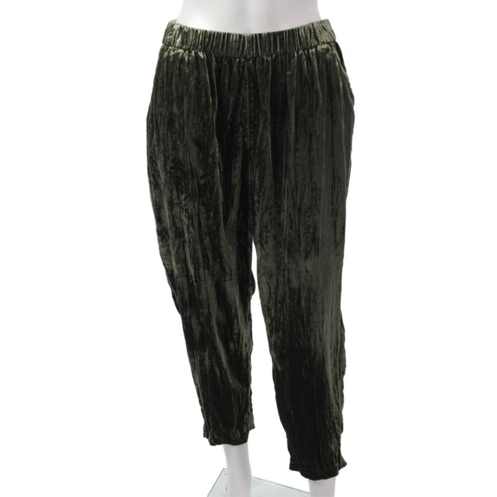 Ettitwa Womens Jogger Pants Green Viscose Pull On Size S